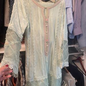 Embroidered Mint Green Kurta